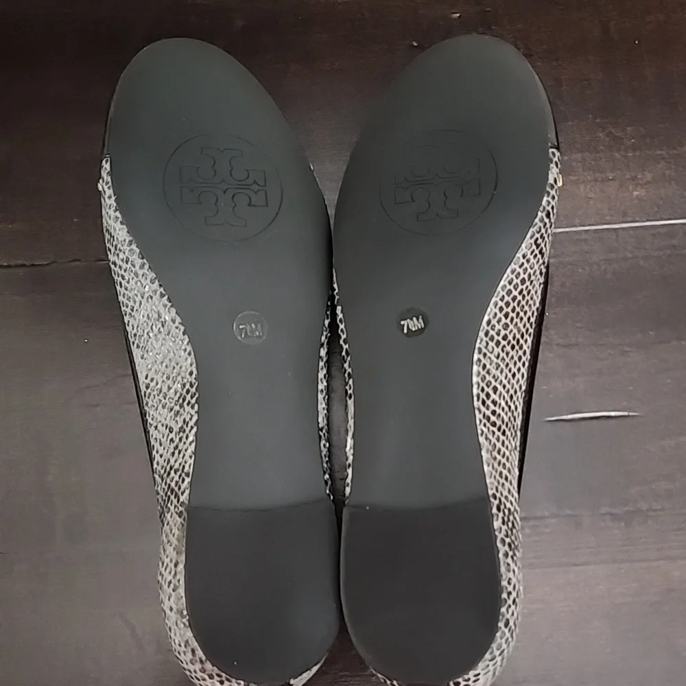 Tory Burch Verbena-Tribal Pitone Snake Skin Classic Ballet Flats Size 7.5M